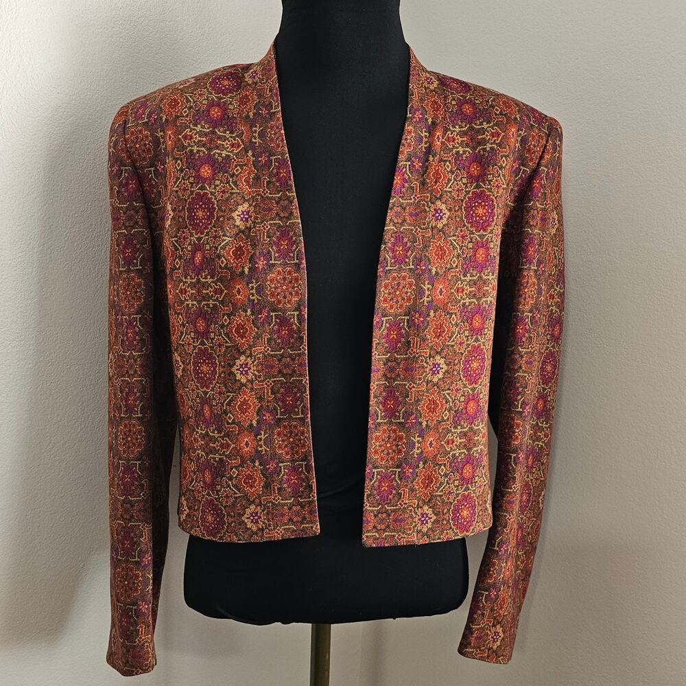 VTG 90's Salvatore Ferragamo Made in Italy Wool Cropped Open Jacket/Blazer 10
